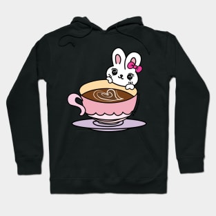 a cup of coffee with kawaii bunny Hoodie